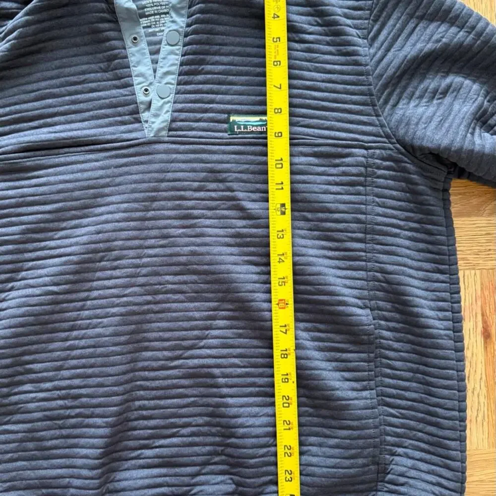 L.L.Bean Men’s XL Slightly Fitted Pullover Gray Snap Neck Quilted Sweater